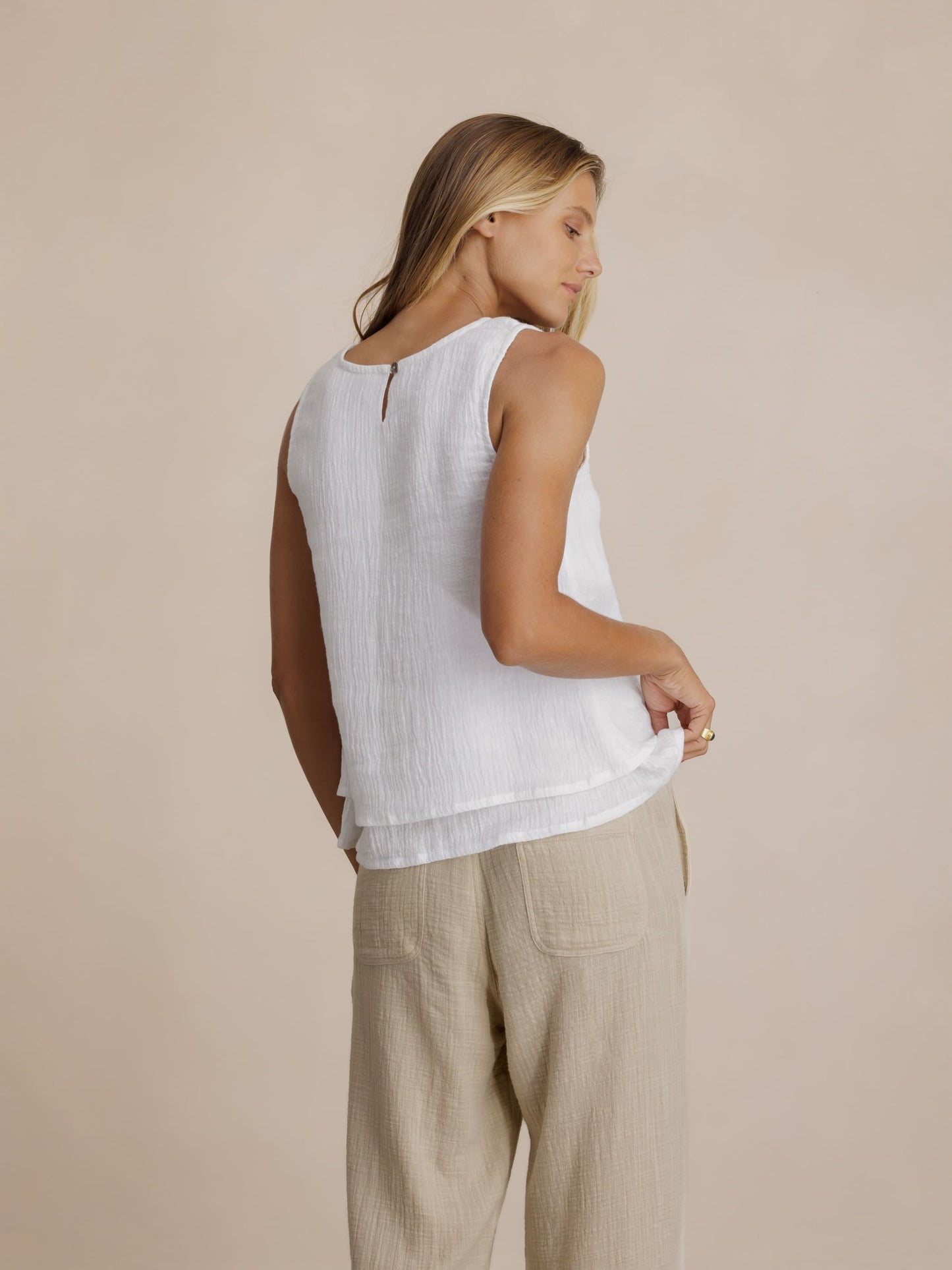 Isadora Linen Top White