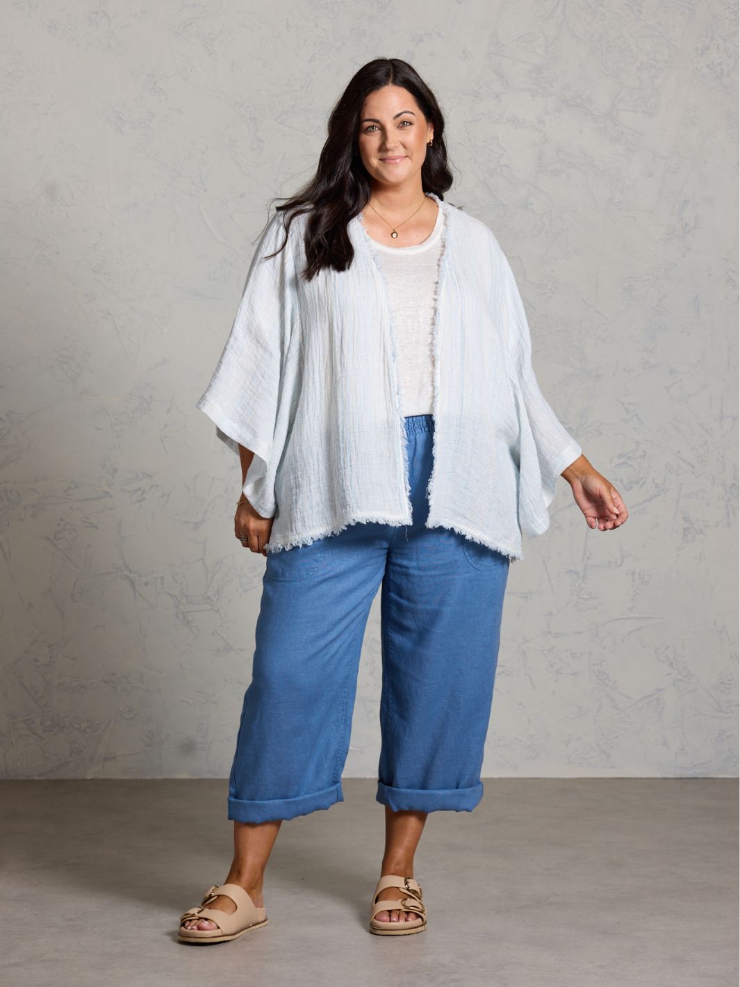 Coastal Linen Shrug Sea Spray