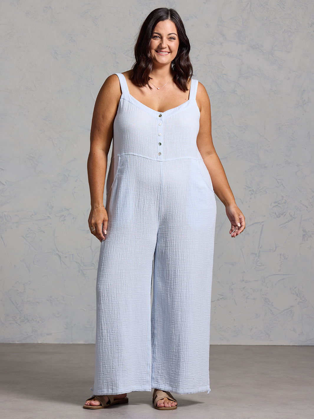 Fiesta Organic Cotton Jumpsuit Serene Blue