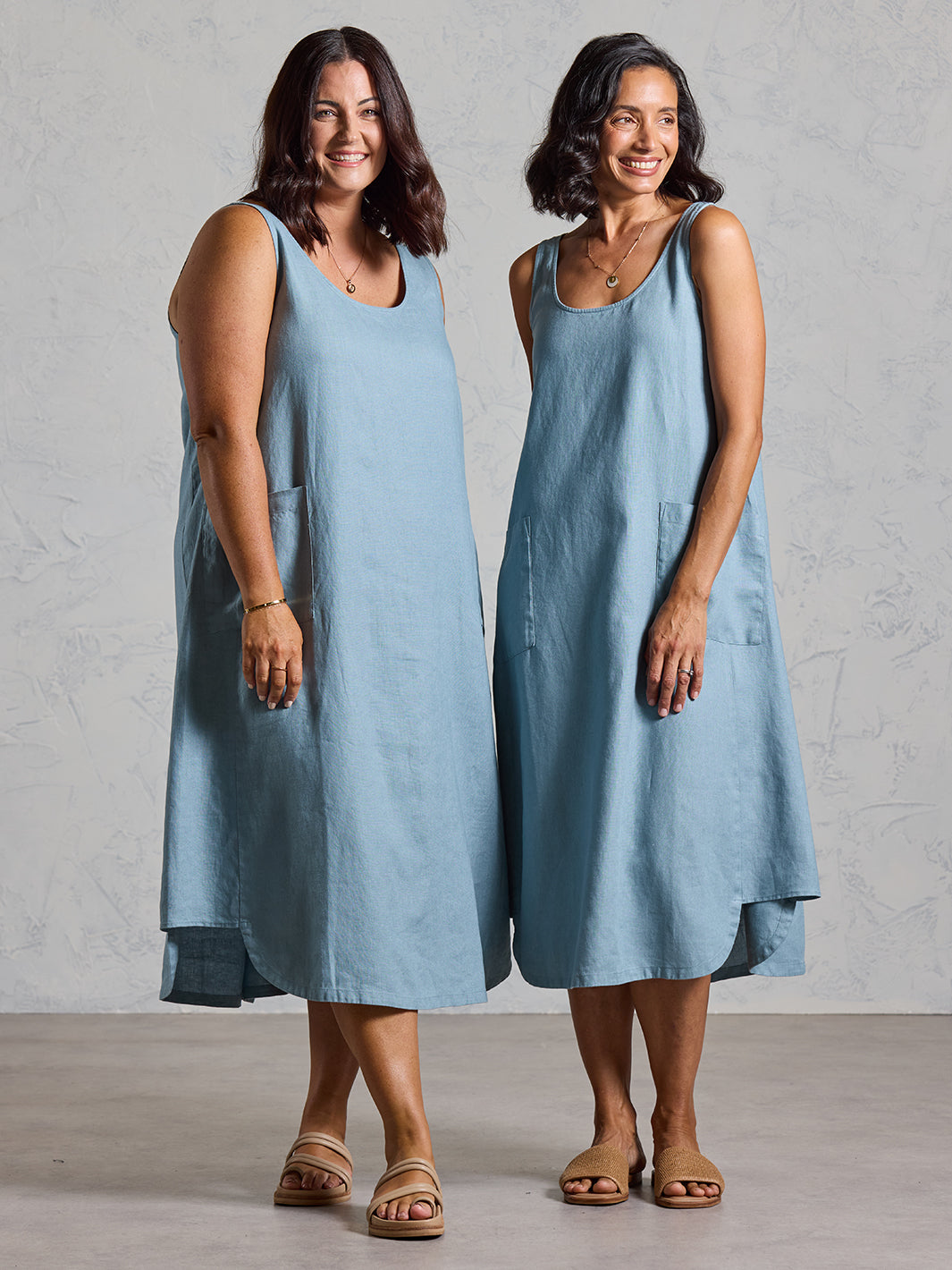 Laurel French Linen Dress Tahiti Blue
