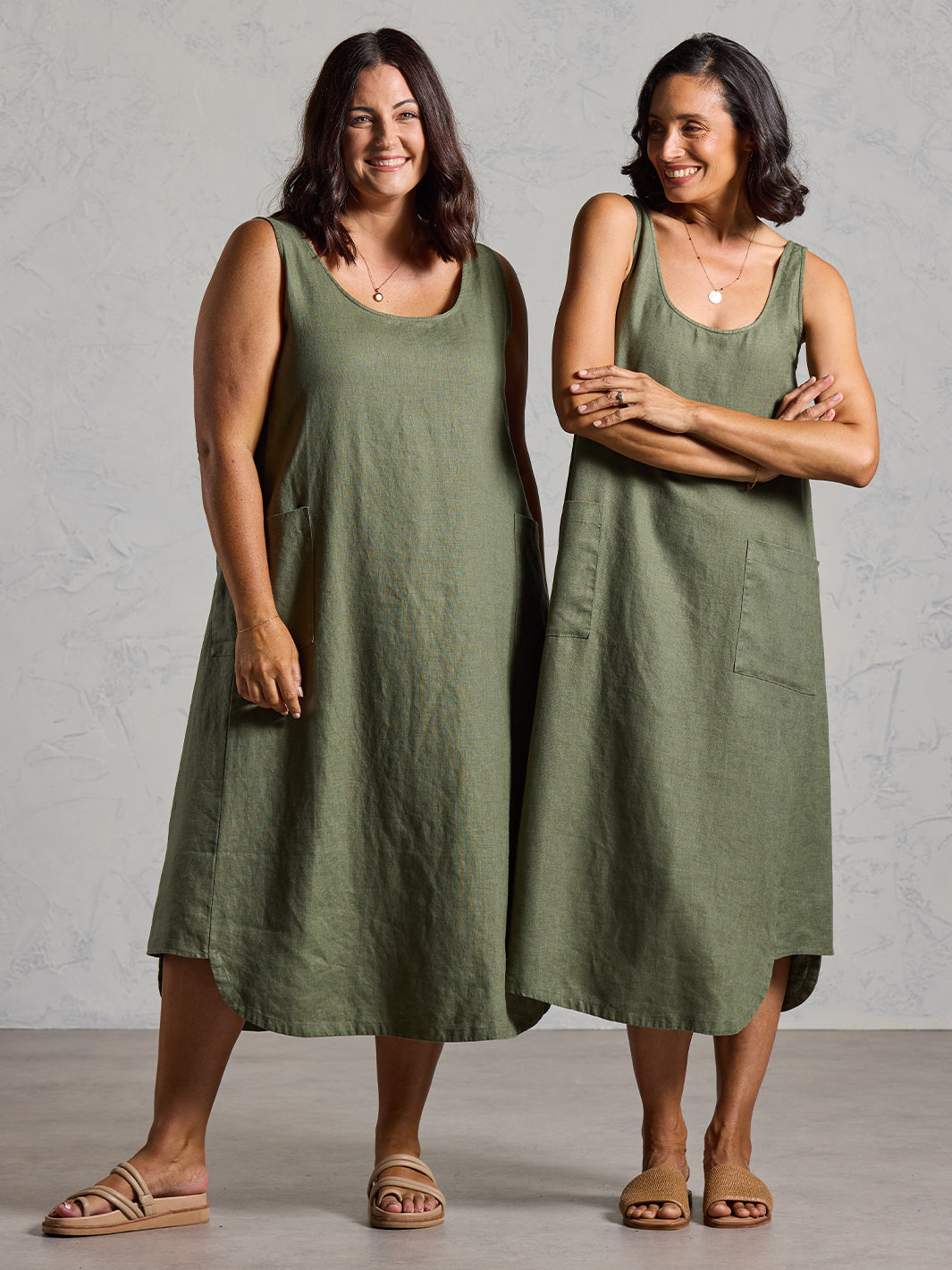 Laurel French Linen Dress Olive