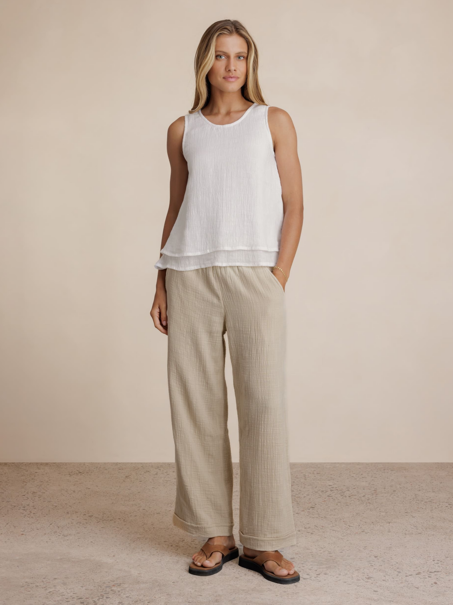 Isadora Linen Top White