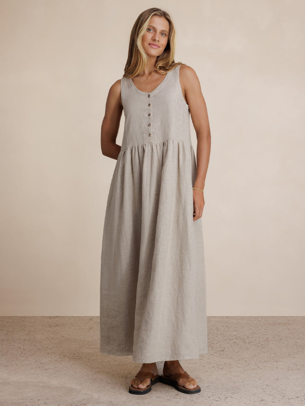 Saffron Linen Maxi Dress Flax