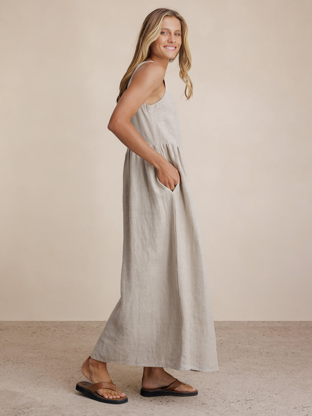 Saffron Linen Maxi Dress Flax
