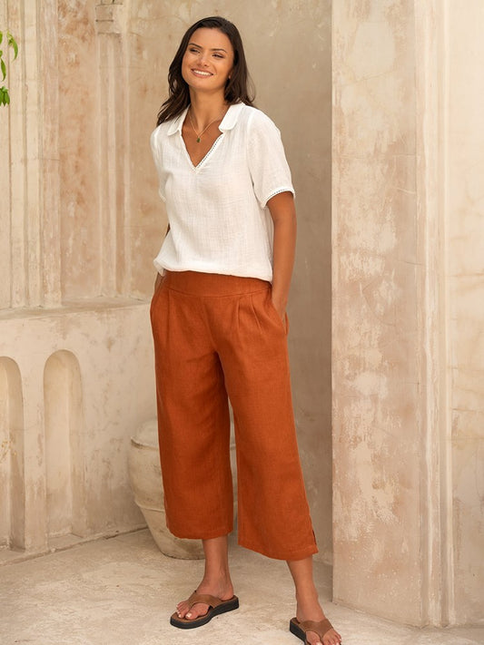 Latina Linen Pants Rust