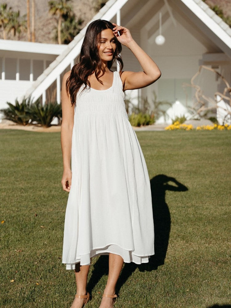 Del Monte Midi Cotton Dress Coconut