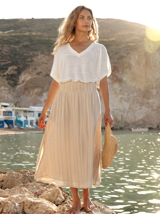 Chania Cotton Skirt Sand Stripe