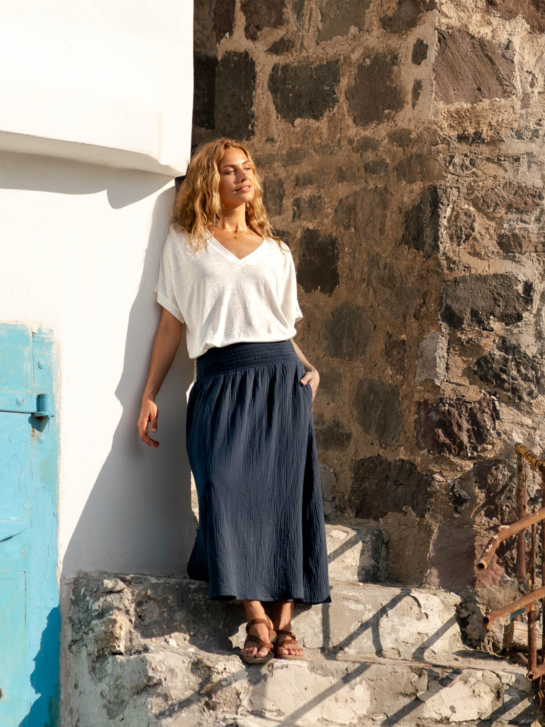 Chania Cotton Skirt Charcoal