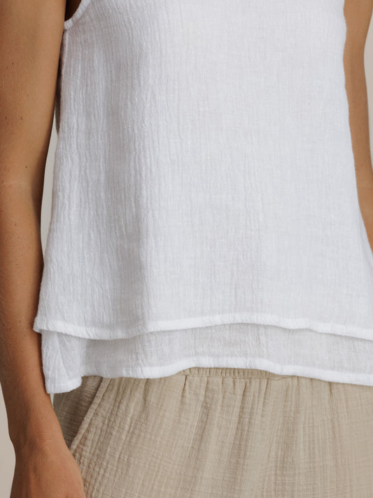 Isadora Linen Top White
