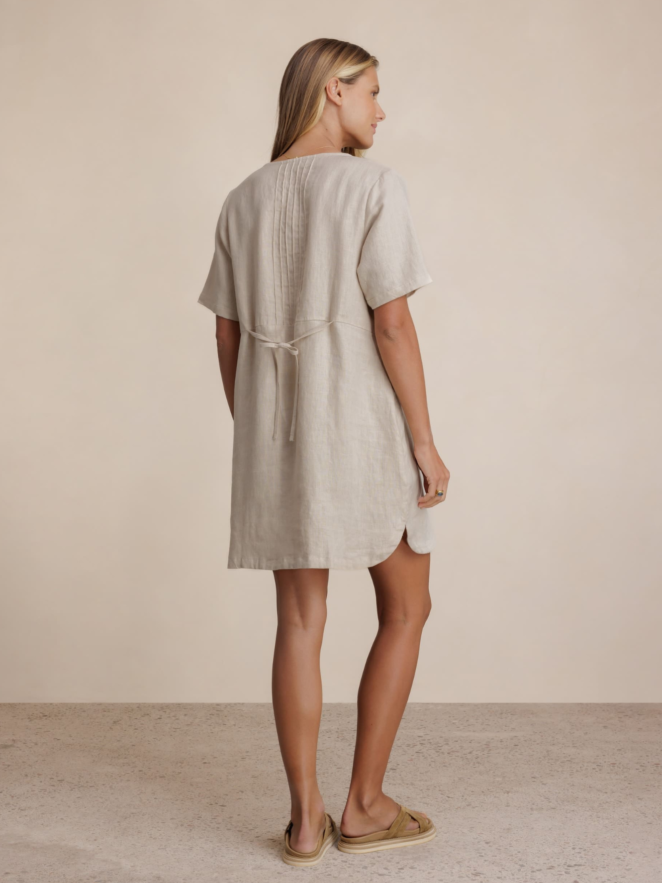 Gardenia Linen Mini Dress Stone