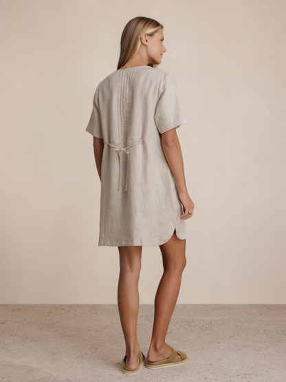 Gardenia Linen Mini Dress Stone