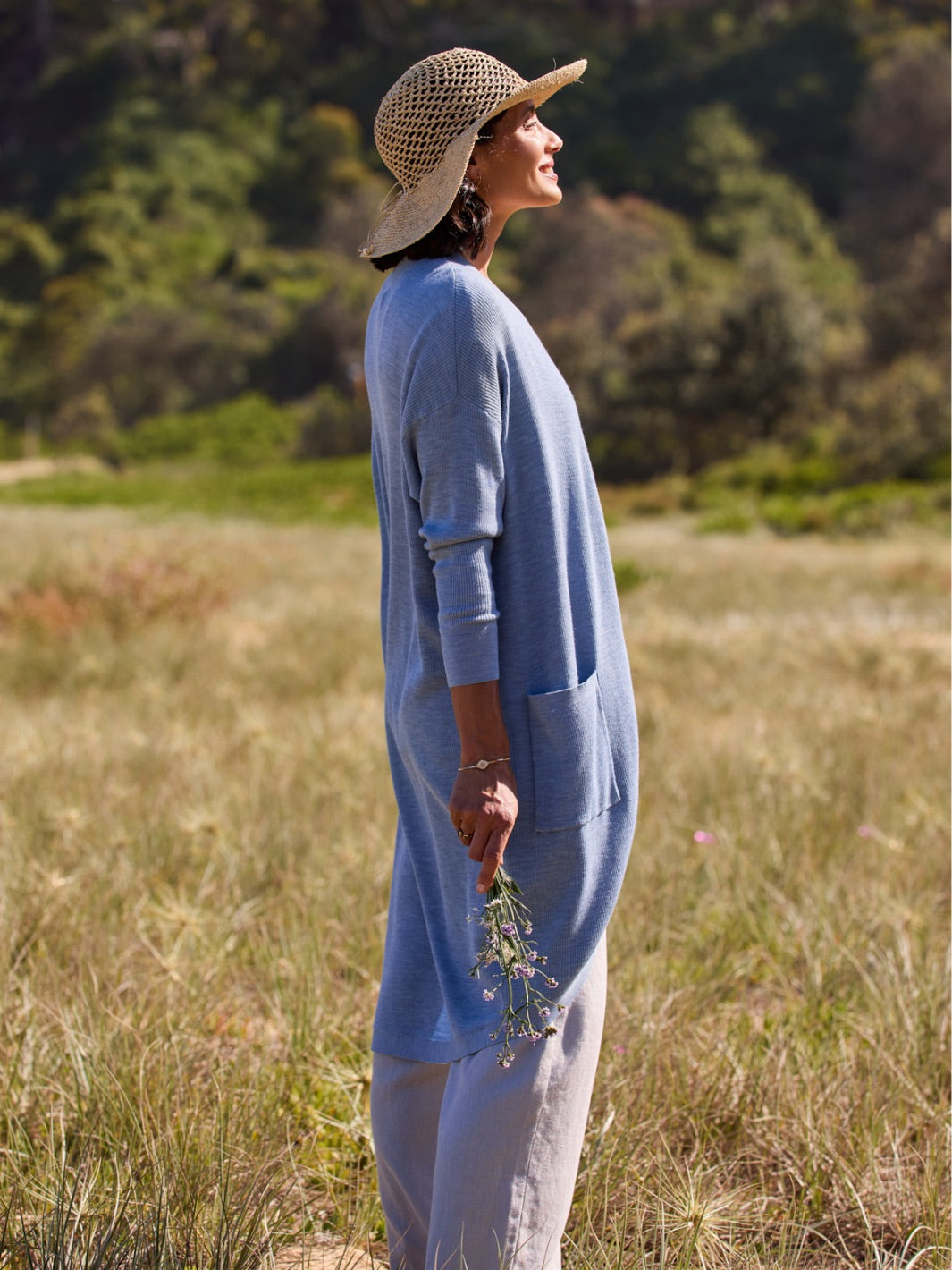 Jarrah Merino Wool Knit Cardigan Sea Blue