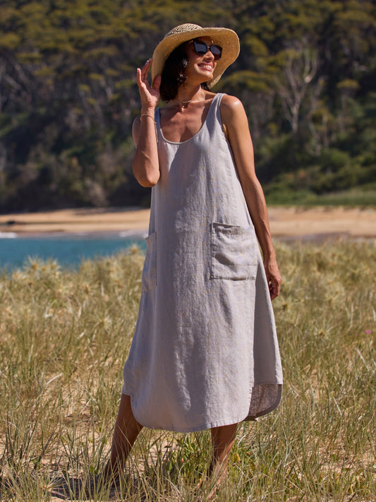 Laurel French Linen Dress Fog