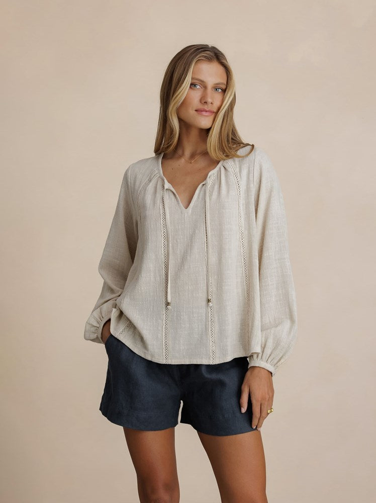 Jasmine Cotton Blouse Stone