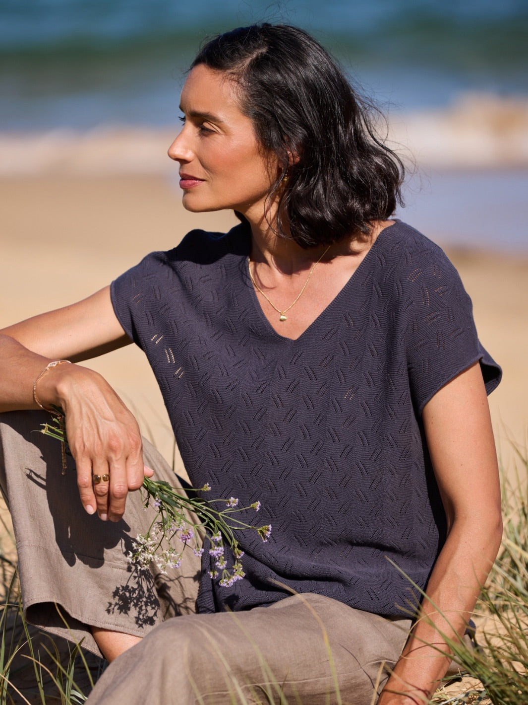 Allura Cotton Top Charcoal