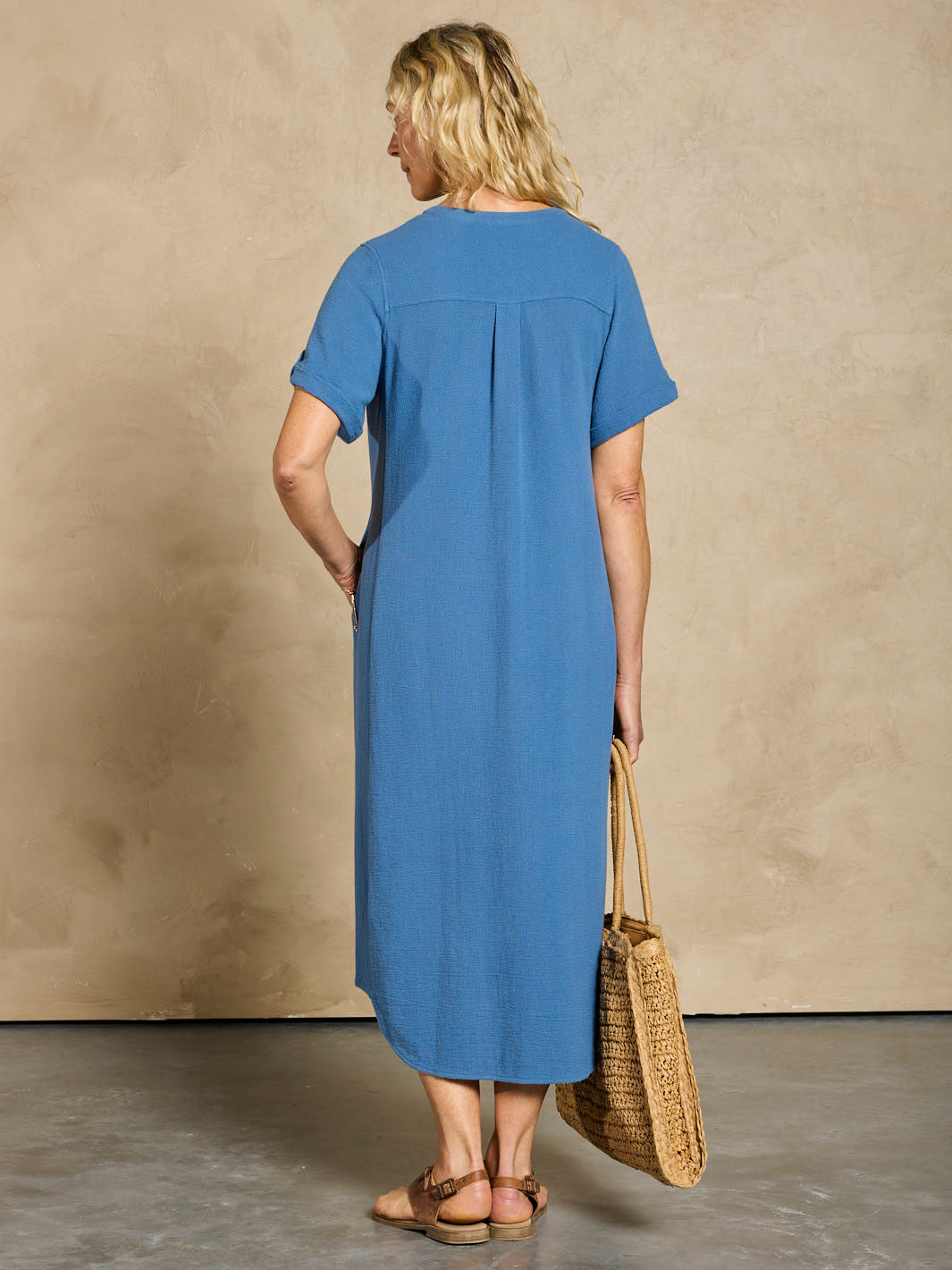 Athena Cotton Dress Aegean Blue