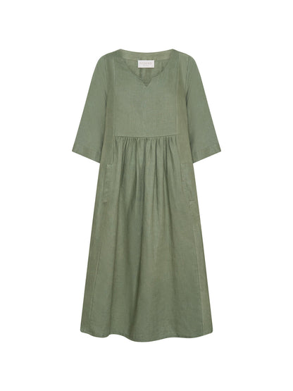 Frankie Linen Midi Dress Olive