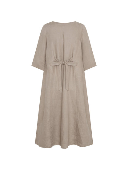 Frankie Linen Midi Dress Taupe