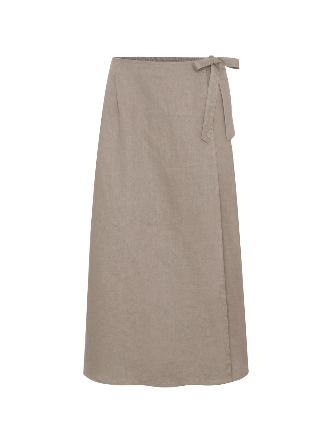 Camila Linen Midi Skirt Taupe