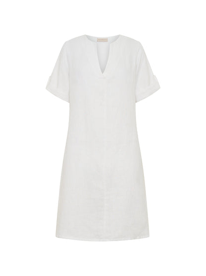 Elyse French Linen Midi Dress White