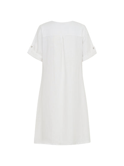 Elyse French Linen Midi Dress White