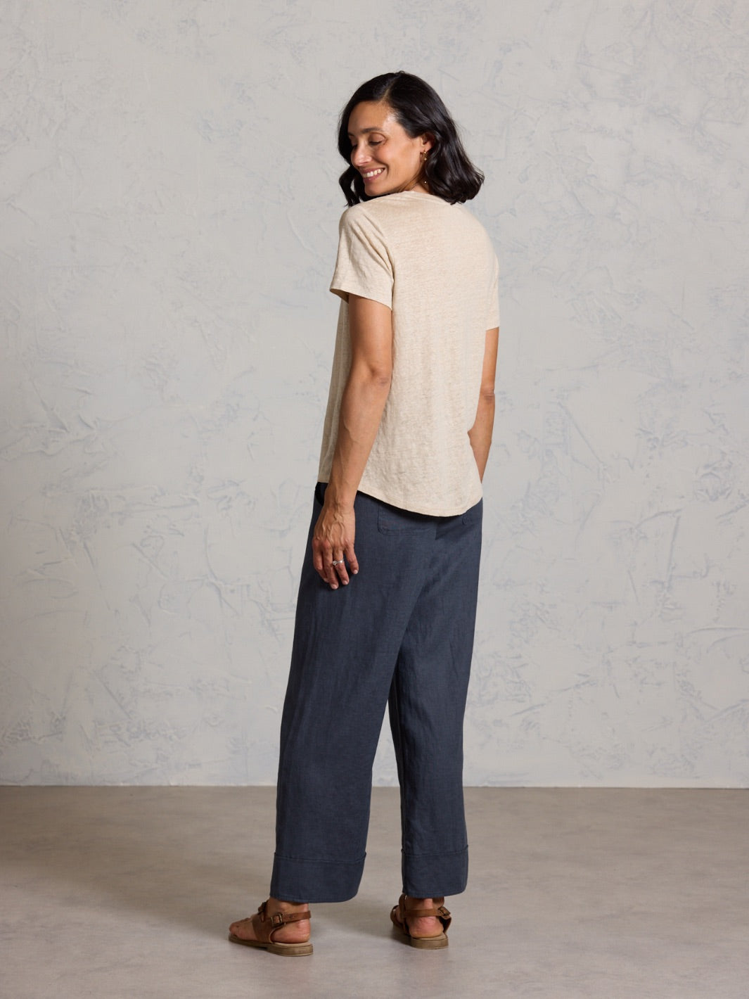 Clovelly French Linen T-Shirt Stone