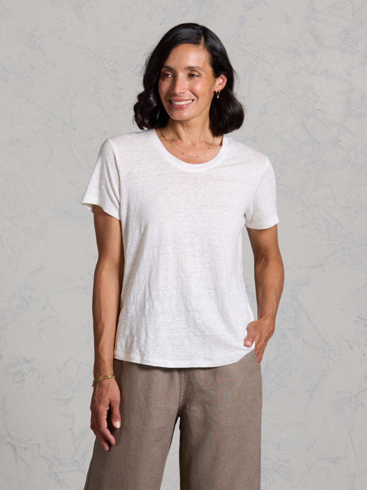 Clovelly French Linen T-Shirt Coconut