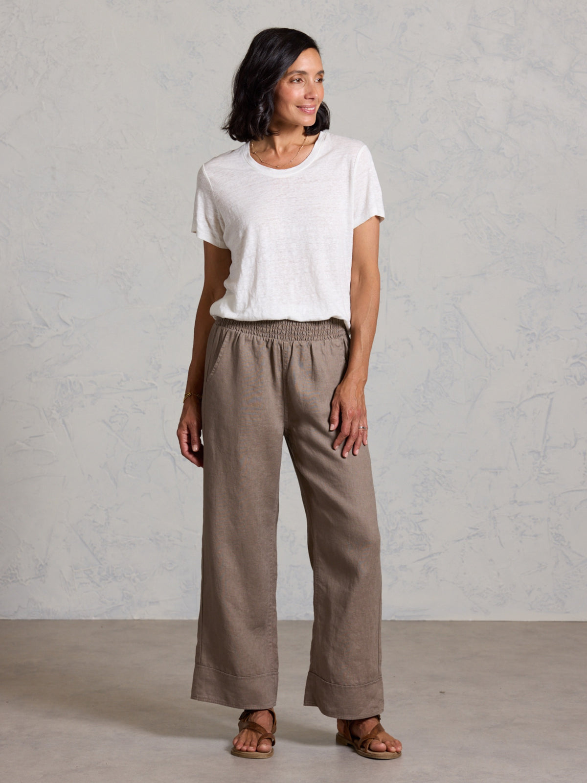 Clovelly French Linen T-Shirt Coconut