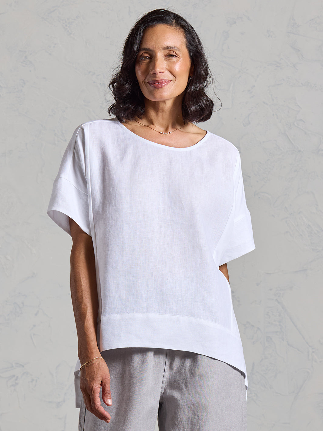 Costa French Linen and Cotton Top White
