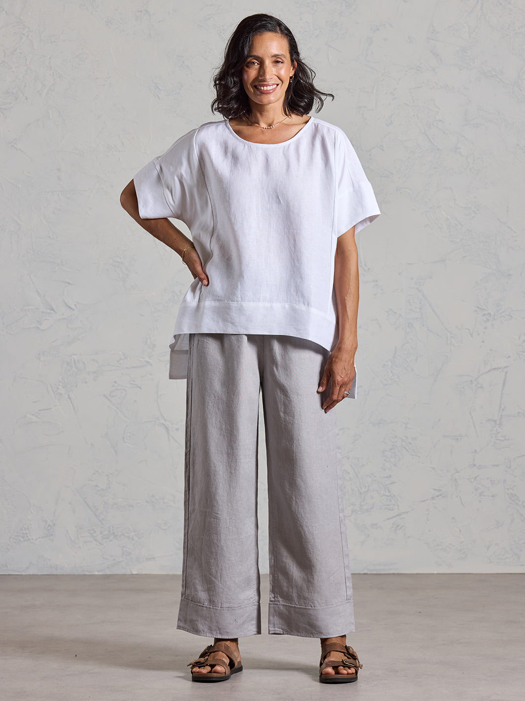 Costa French Linen and Cotton Top White