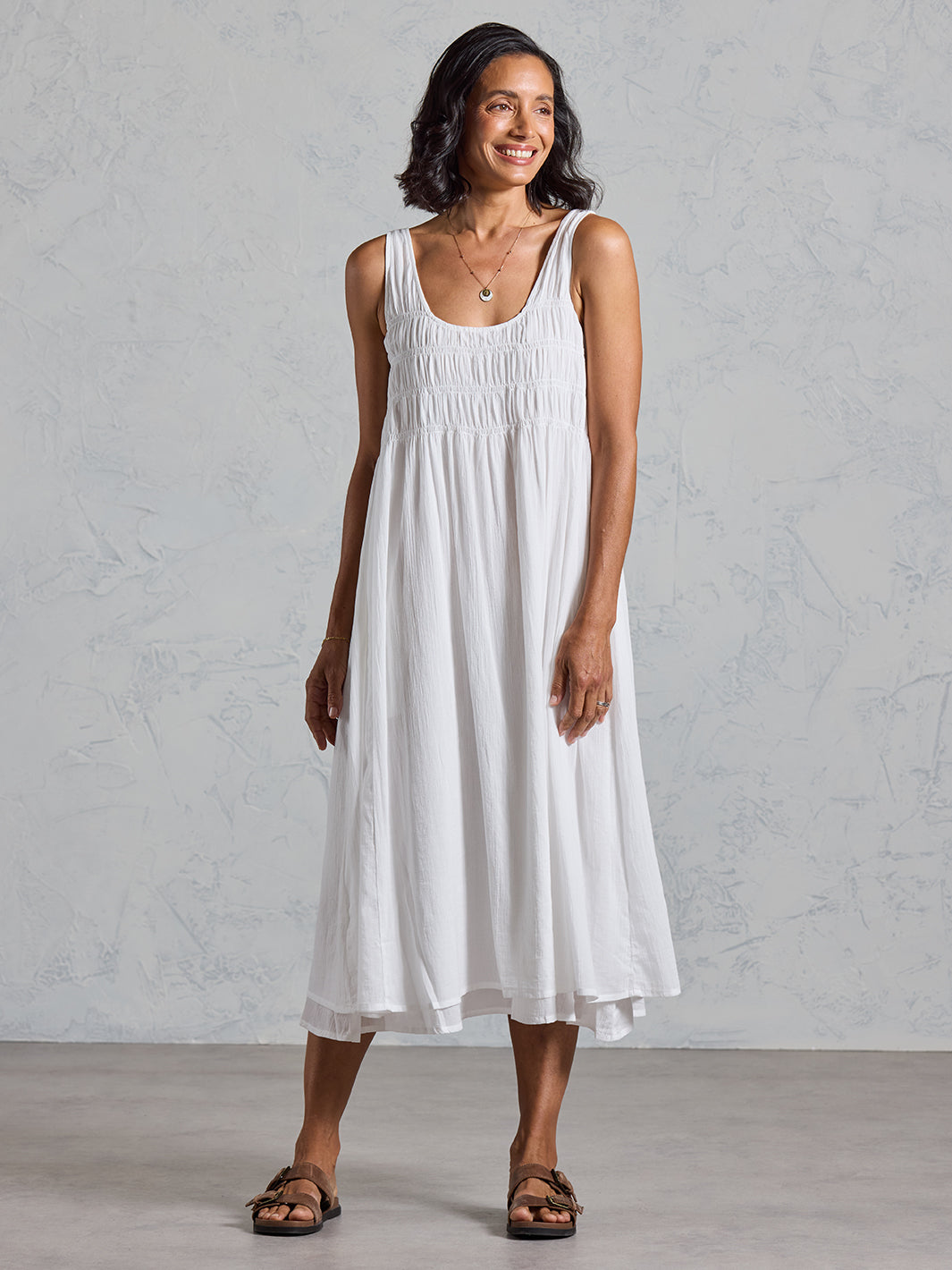 Del Monte Midi Cotton Dress Coconut