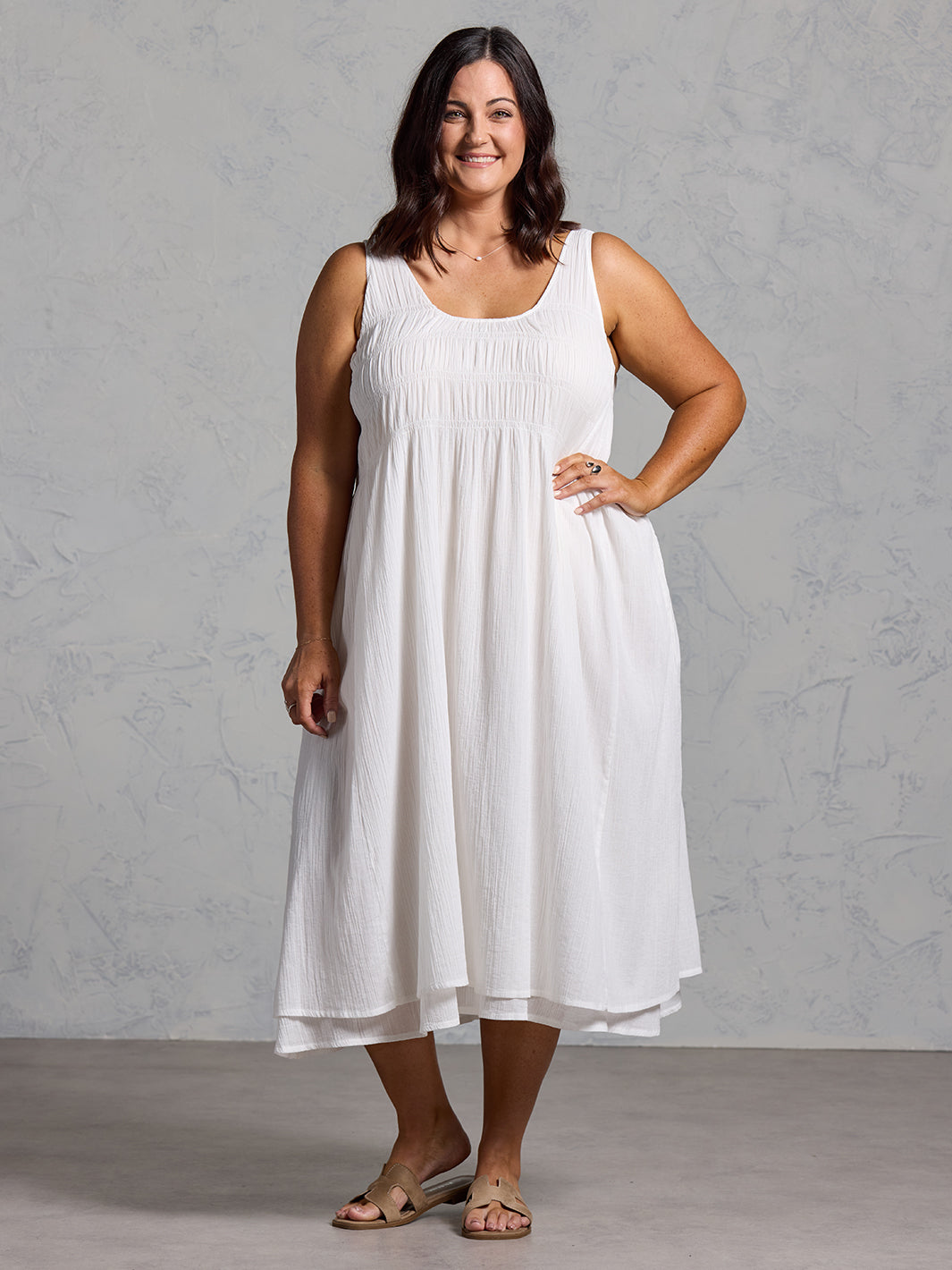 Del Monte Midi Cotton Dress Coconut