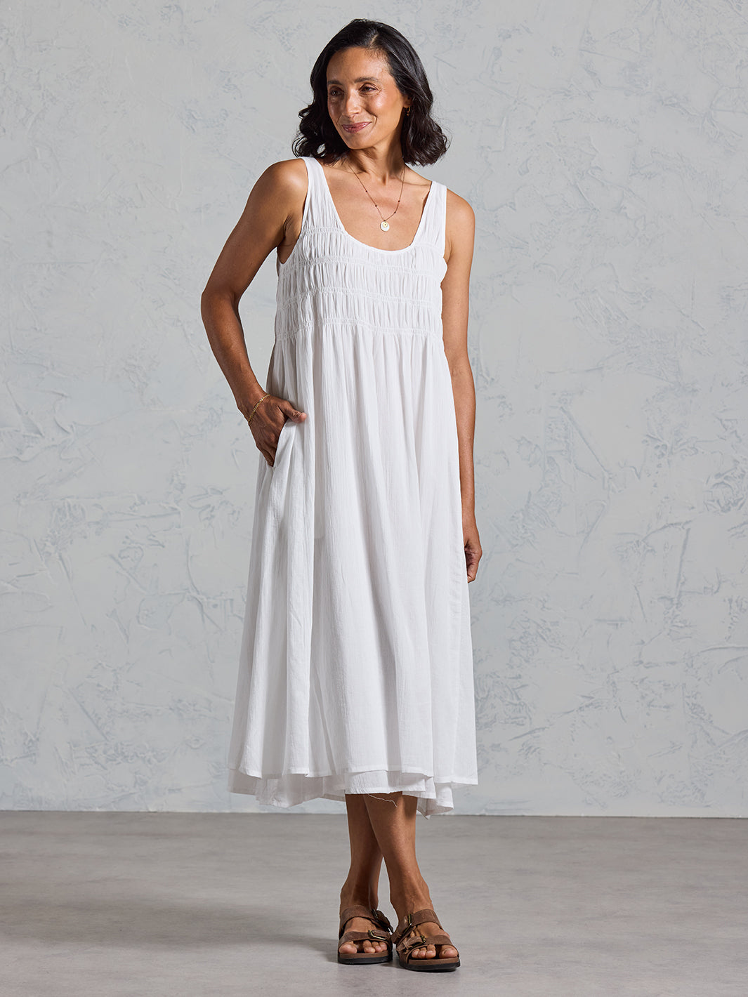 Del Monte Midi Cotton Dress Coconut