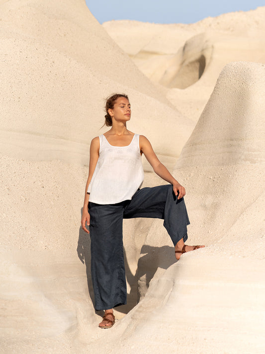 Evia Linen Top Oyster