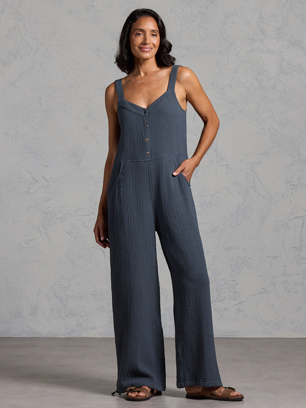 Fiesta Organic Cotton Jumpsuit Charcoal
