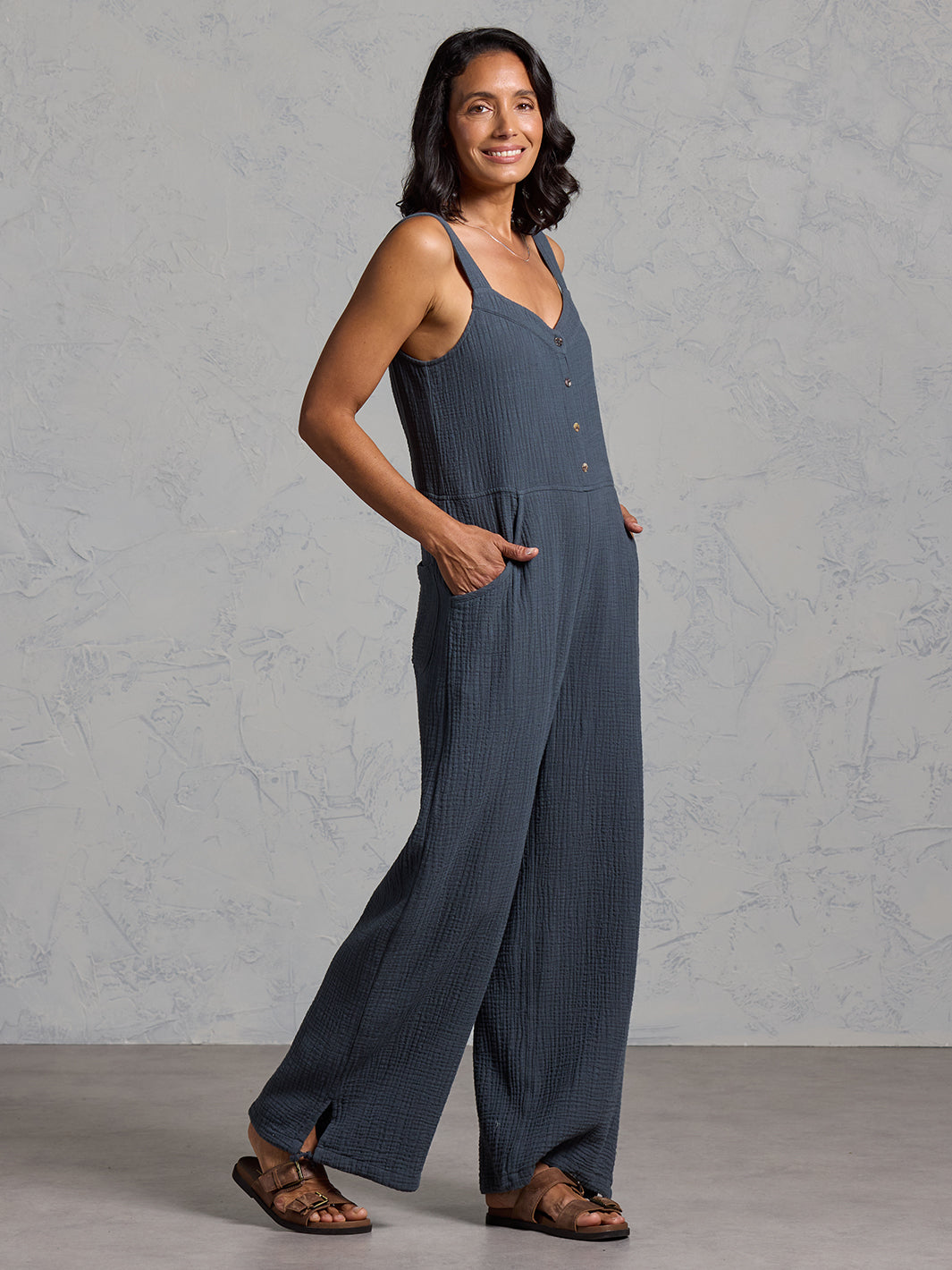 Fiesta Organic Cotton Jumpsuit Charcoal