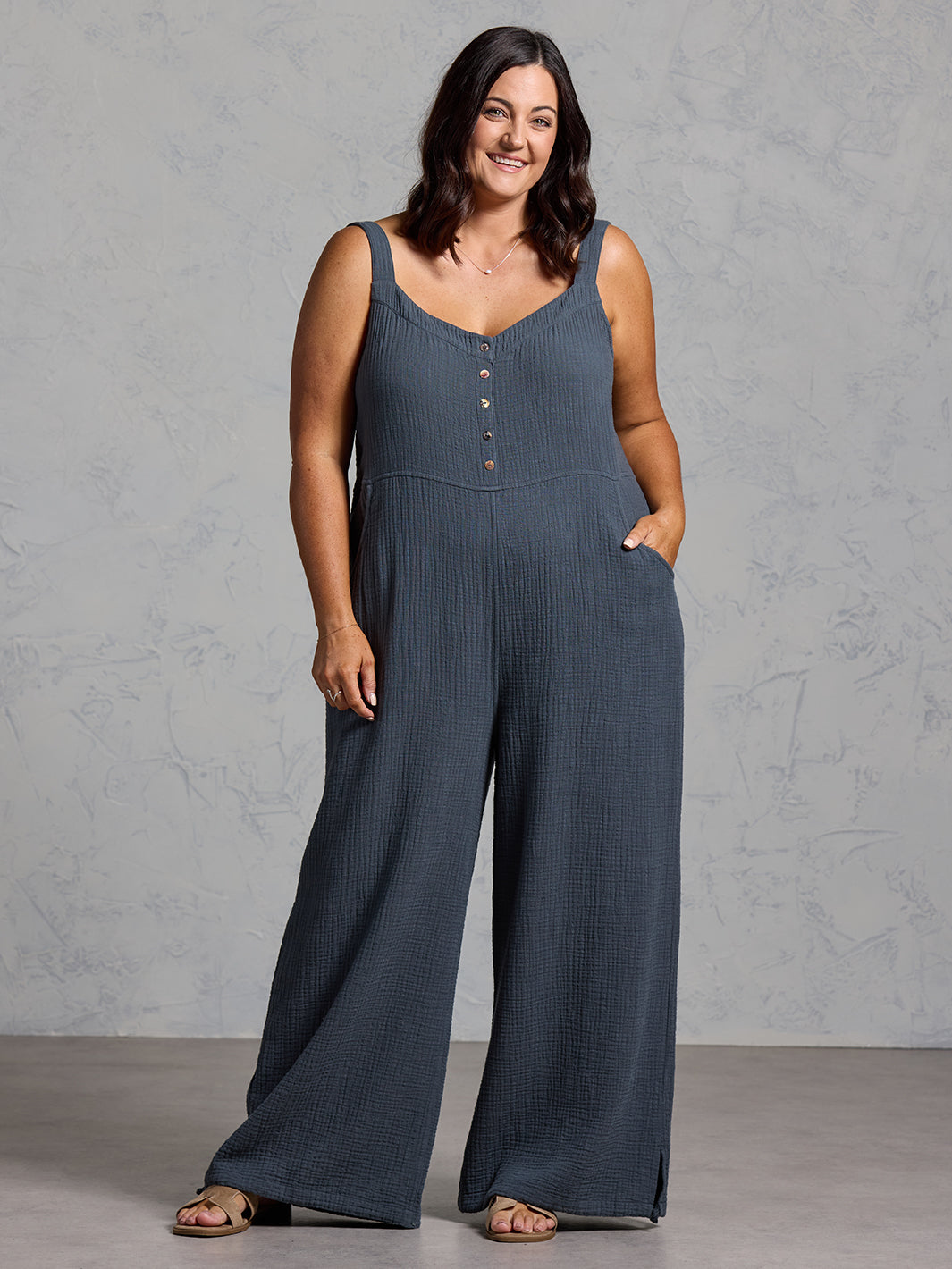 Fiesta Organic Cotton Jumpsuit Charcoal