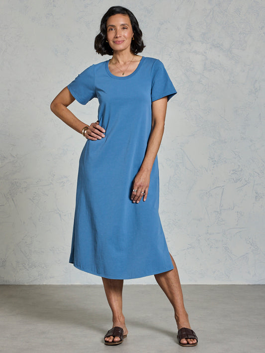 Iluka Cotton Jersey Dress Aegean Blue