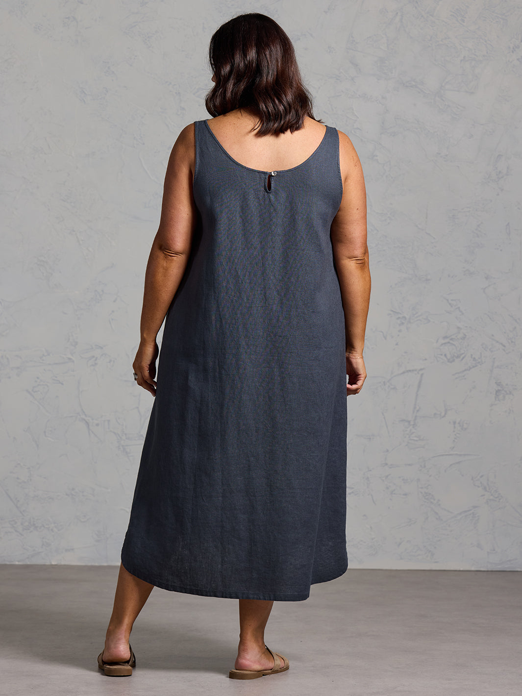 Laurel French Linen Dress Charcoal