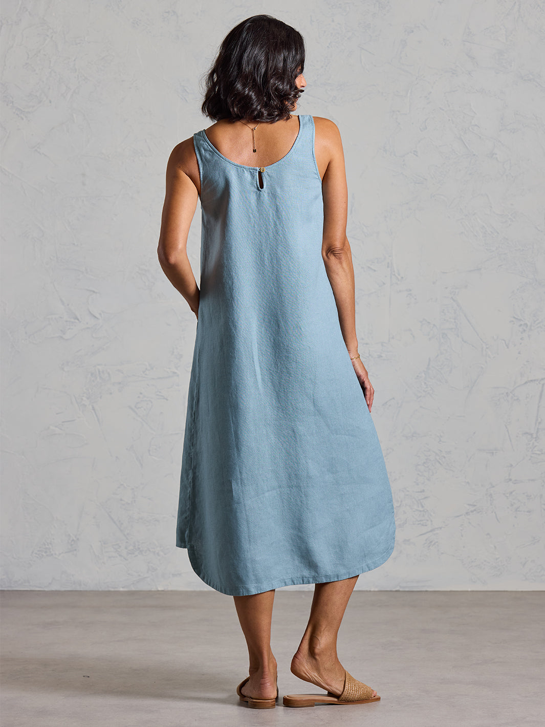 Laurel French Linen Dress Tahiti Blue