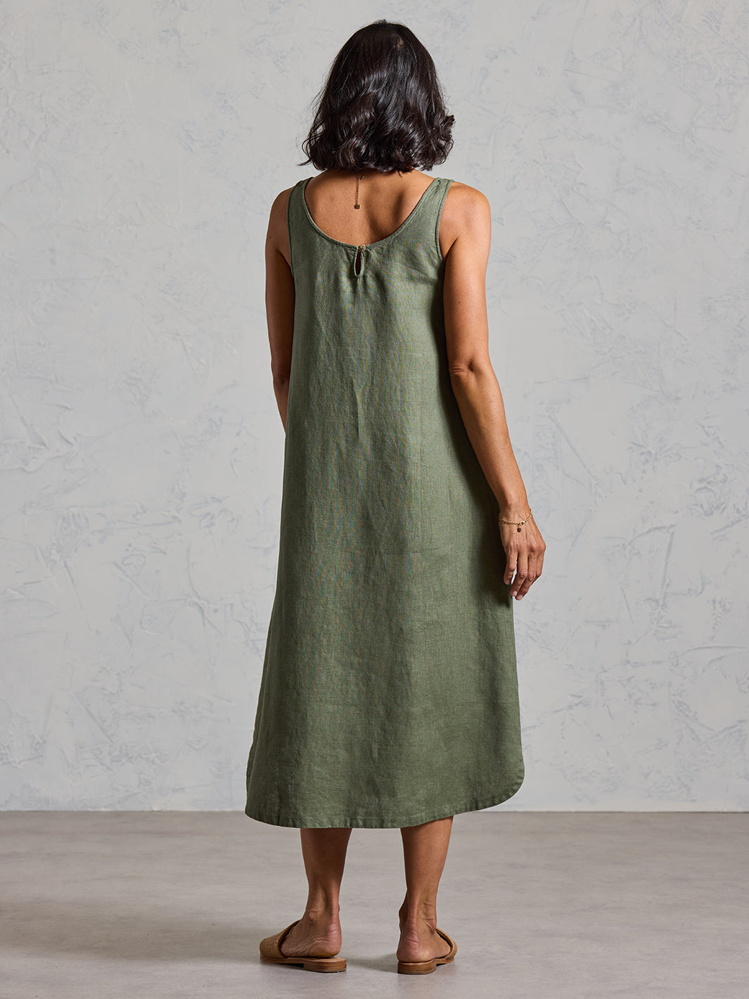 Laurel French Linen Dress Olive
