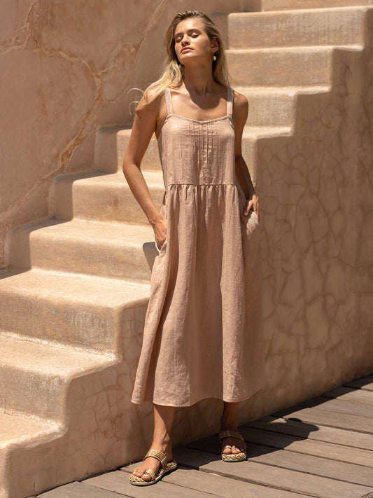 Maeve Linen Midi Dress Tea Rose