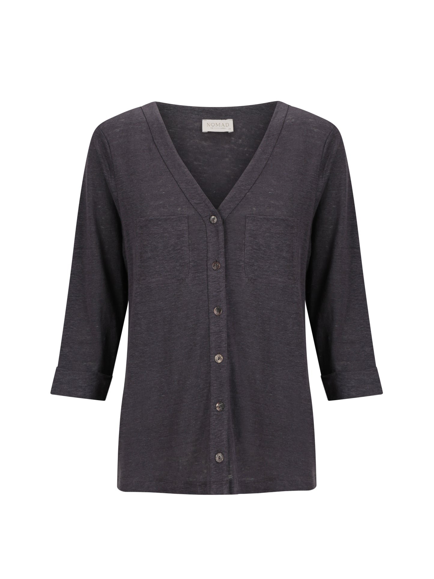 Marlee Linen Jersey Top Charcoal