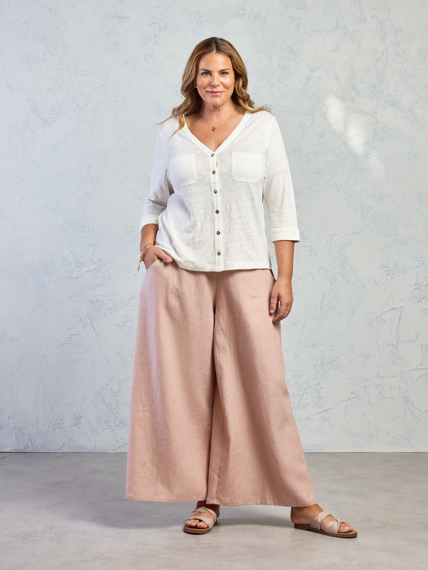 Marlee Linen Jersey Top Coconut