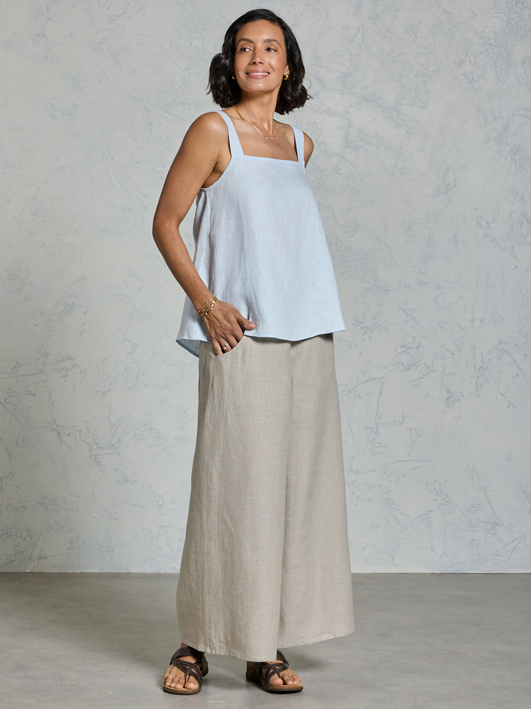 Soella French Linen Top Serene Blue