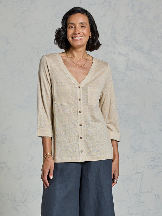 Marlee Linen Jersey Top Stone