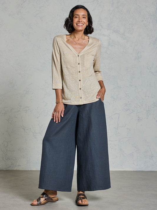 Marlee Linen Jersey Top Stone
