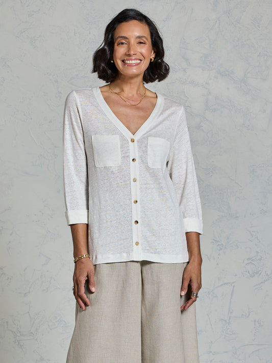 Marlee Linen Jersey Top Coconut