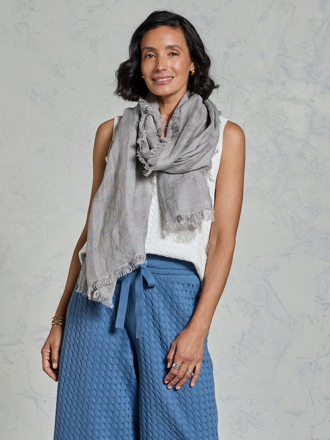 Kiama French Linen Scarf Fog