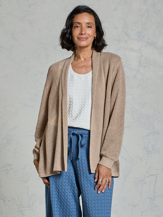 Tathra Organic French Linen Knit Cardigan Tuffet